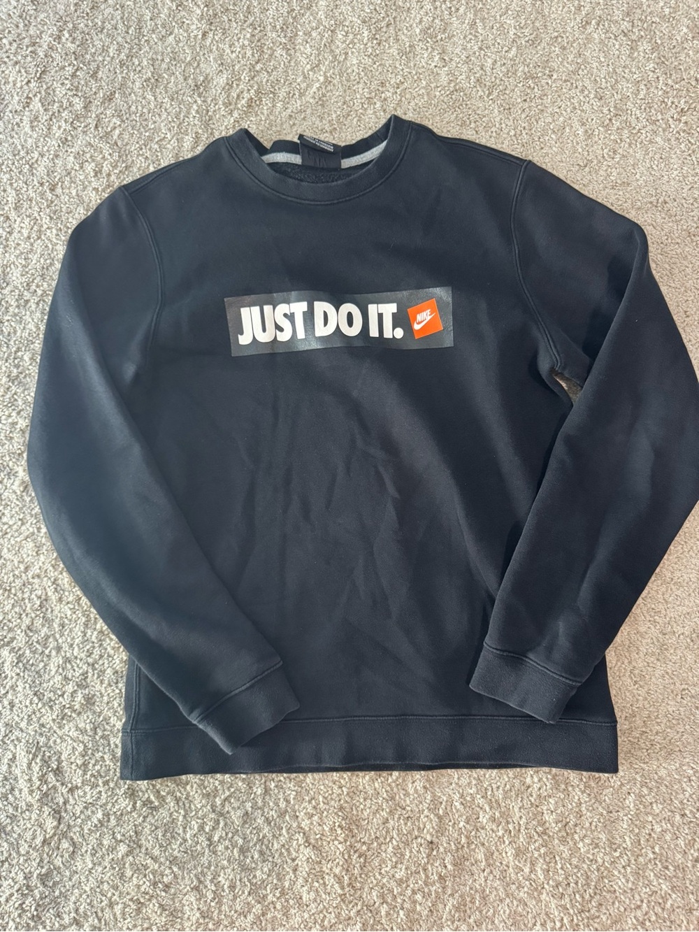 Nike Men’s Black Crewneck Sweatshirt with 'Just Do It.' Logo